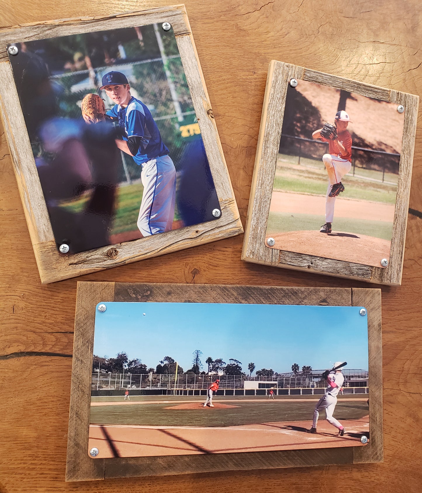 metal print on reclaimed wood